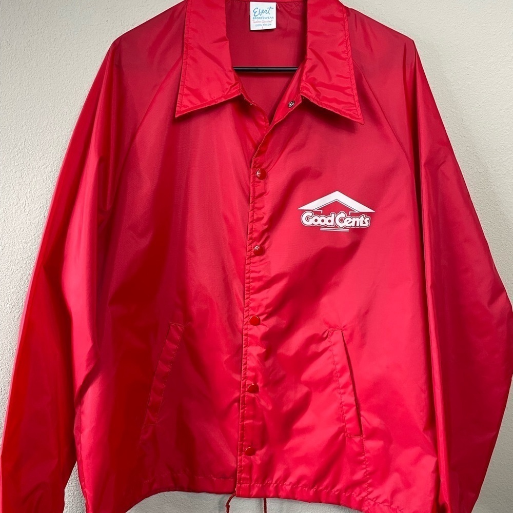VTG Ebert Sportswear Custom Apparel Good Cents logo nylon jacket, sz‎ L, EUC